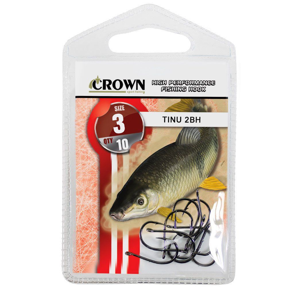 Anzol Crown Tinu para Piau ou Piapara 2-BH Black Preto Número 03 Cartela com 10 Unidades